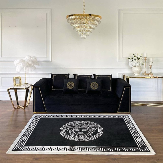 A modern black and white rug MEDUZA