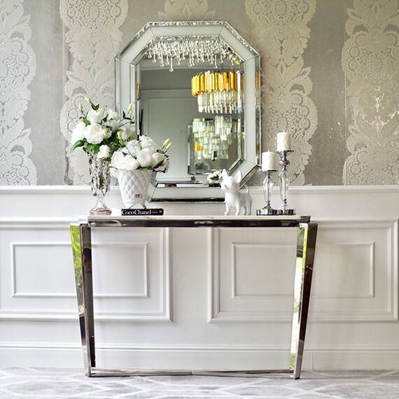 RARE SILVER glamor geometric mirror in a silver frame, 80x100 OUTLET