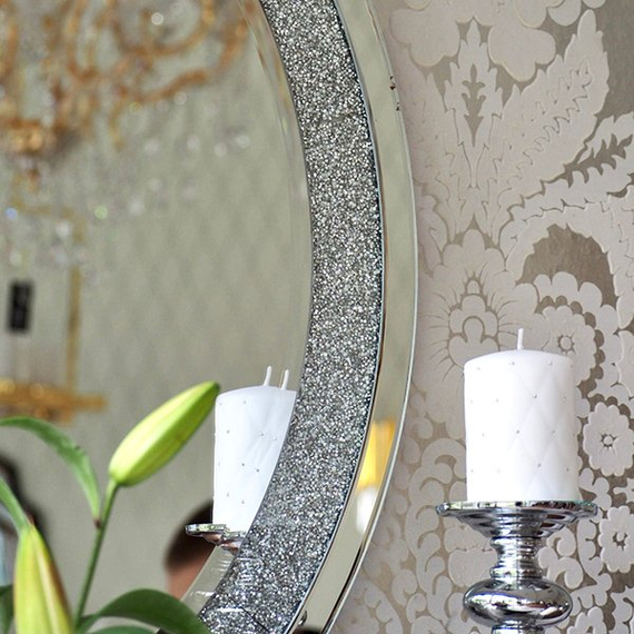 A diamond round mirror in the galmour style PAOLA SILVER