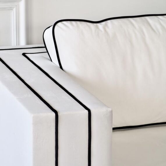 BIANKA glamor sofa with cushions, white and black