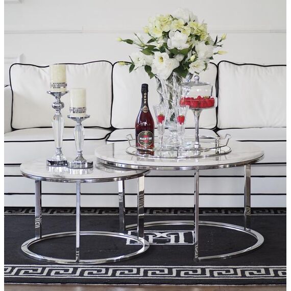 BIANKA glamor sofa with cushions, white and black