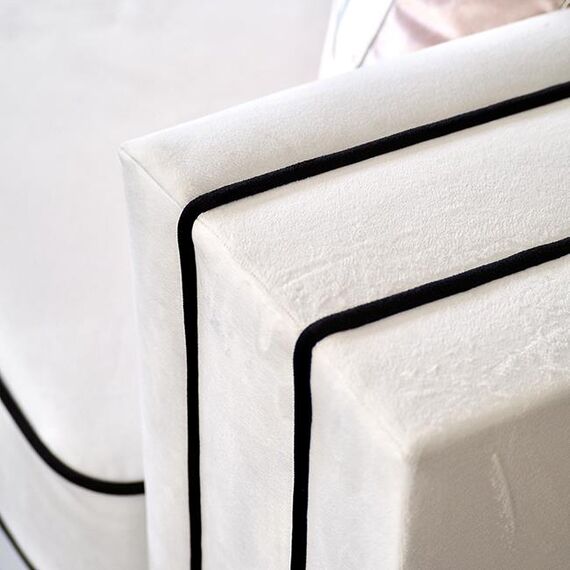 BIANKA glamor sofa with cushions, white and black