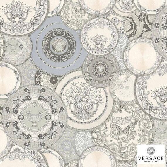 Decorative wallpaper glamor Versace Les Étoiles De La Mer plates shade of gray