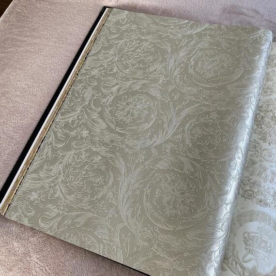 Tapeta geometryczna Versace IV Barocco Metallics ornamentna beżowa