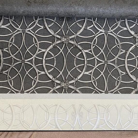 Tapeta glamour Versace IV geometryczna jasny brąz srebrna z pierścieniami