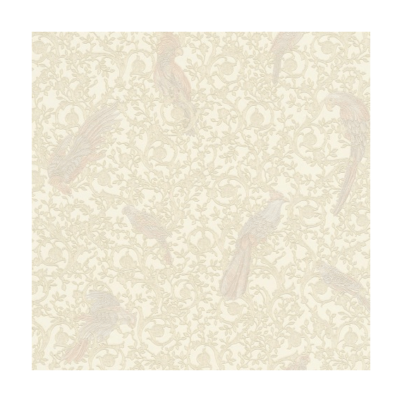 Tapeta glamour Versace Barocco Birds ornament ptaki, ecru