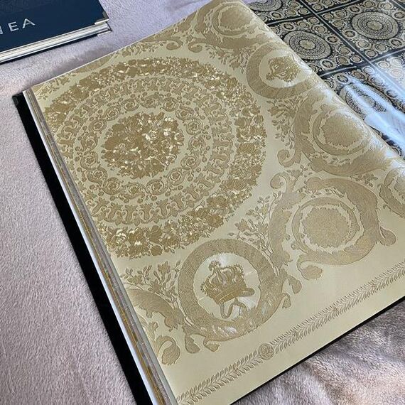 Tapeta VERSACE IV Heritage ornament złoty na białym tle