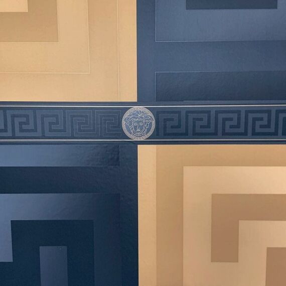 Tapeta glamour Versace GREEK geometryczna wzór grecki złota satyna