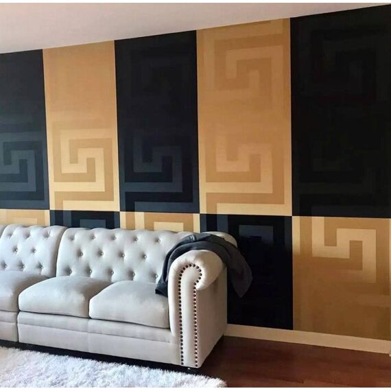 Tapeta glamour Versace GREEK geometryczna wzór grecki złota satyna