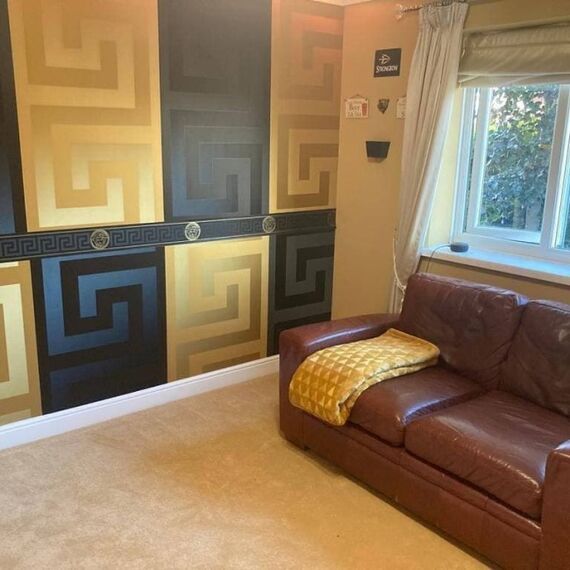 Tapeta glamour Versace GREEK geometryczna wzór grecki złota satyna