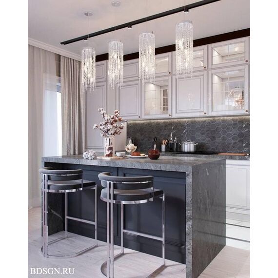 MARCO modern silver grey glamour upholstered barstool for dining room, bar, isle 53x51x92