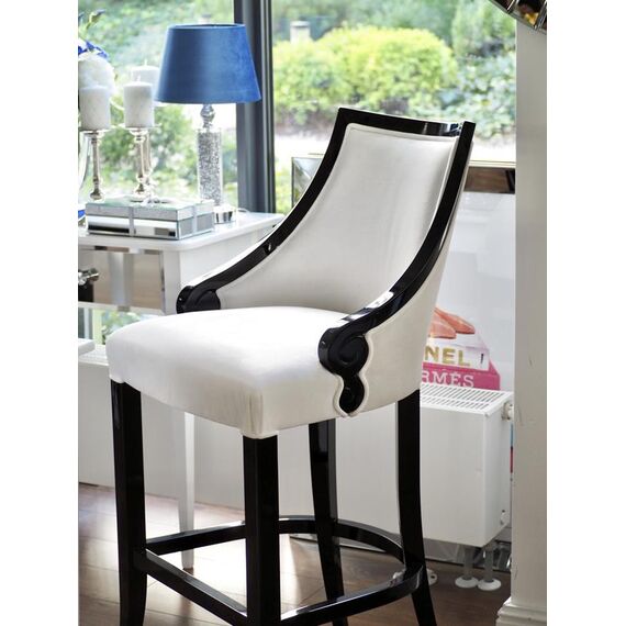 Upholstered stool CARLOTTA glamor oak, black, white
