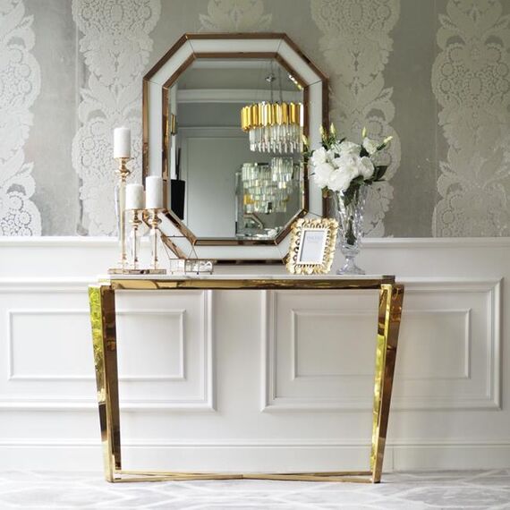 Gold glamor console with marble top RALPH