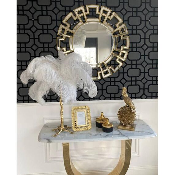 Glamor console in a modern style, with a white marble top, ART DECO gold