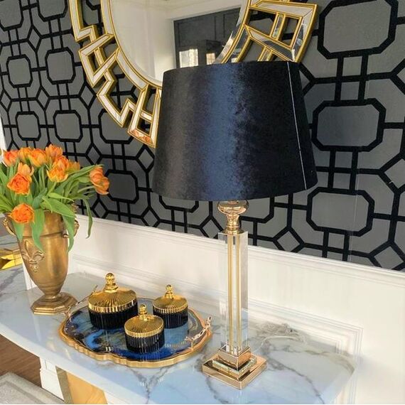 Glamor console in a modern style, with a white marble top, ART DECO gold