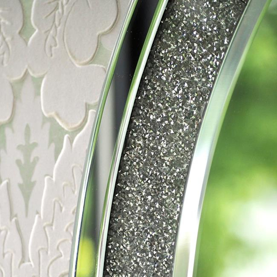A diamond round mirror in the galmour style PAOLA SILVER