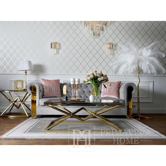 Coffee table glamor with a glass top, steel gold CONRAD OUTLET