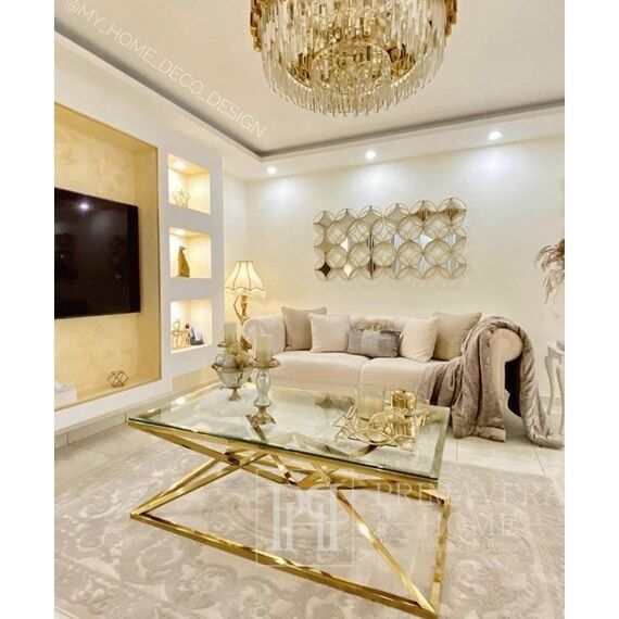 Coffee table glamor with a glass top, steel gold CONRAD OUTLET