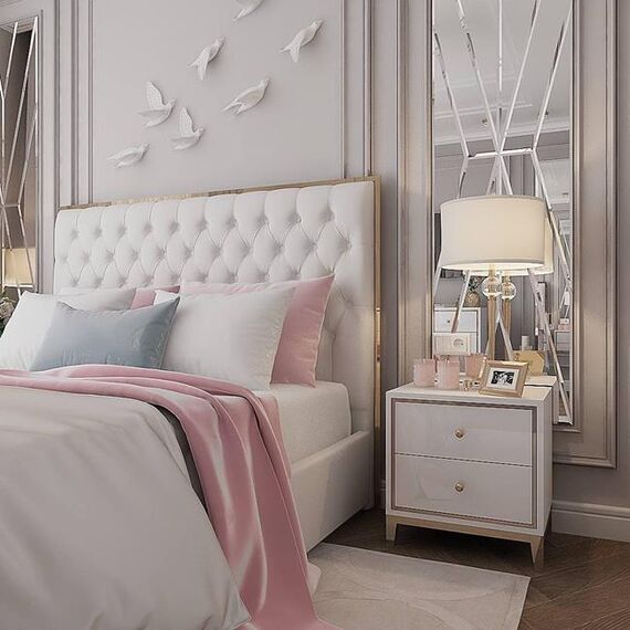 Glamour white gold lacquered bedside cabinet for bedroom Lorenzo S Gold