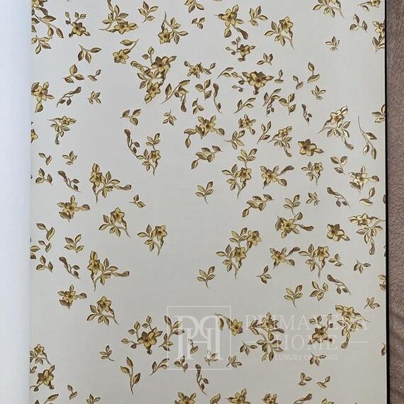 Ekskluzywna tapeta luxury Versace geometryczna ecru złota kwiaty