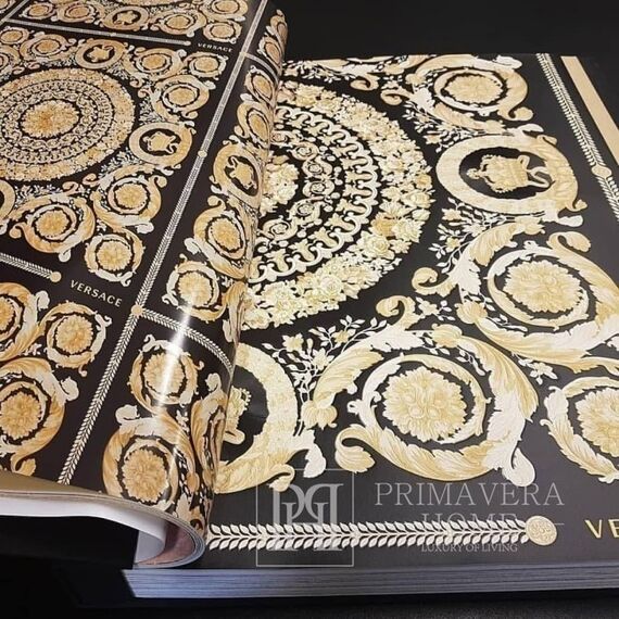 Wallpaper VERSACE IV Heritage gold ornament on a black background