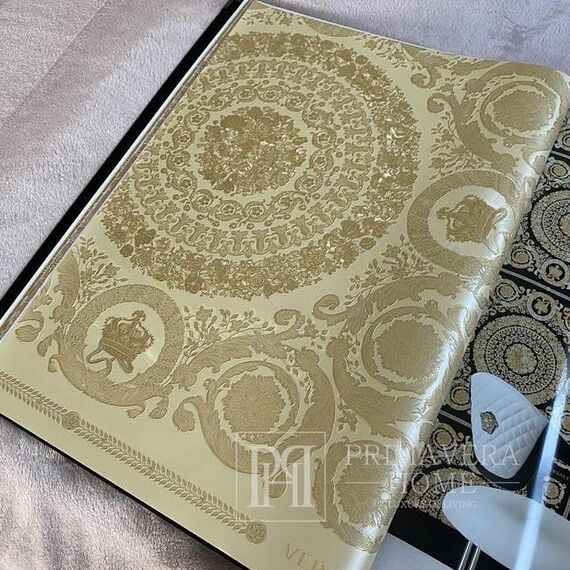 Tapeta VERSACE IV Heritage ornament złoty na białym tle