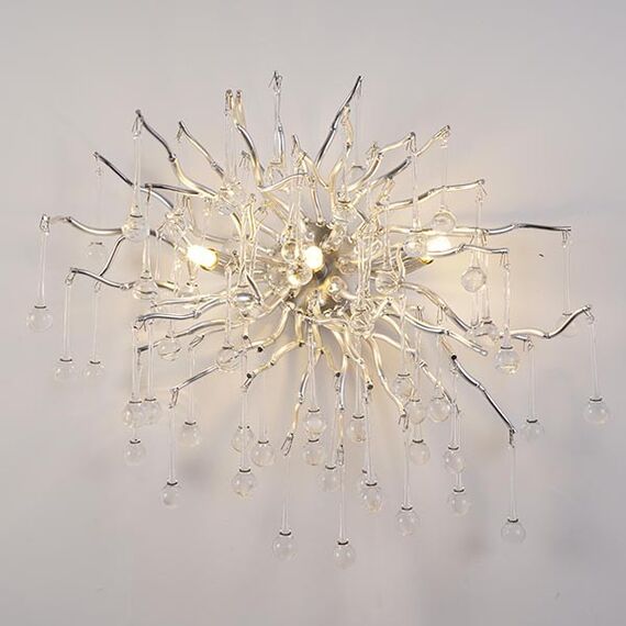 Glamor wall lamp, exclusive designer wall lamp in a modern style, silver RAIN