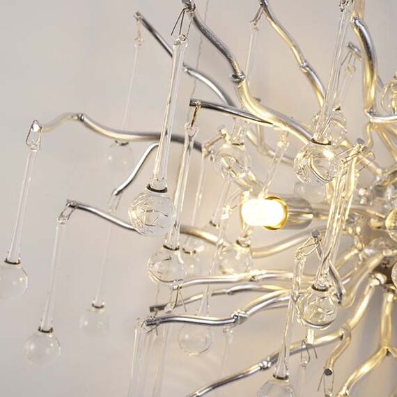 Glamor wall lamp, exclusive designer wall lamp in a modern style, silver RAIN