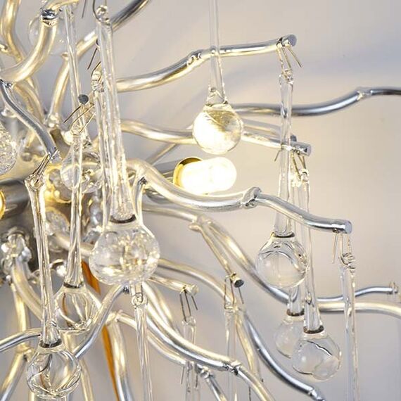 Glamor wall lamp, exclusive designer wall lamp in a modern style, silver RAIN
