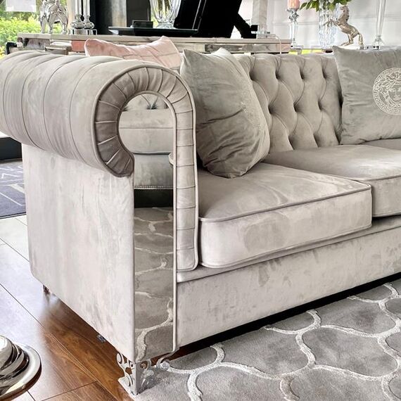 New York Glamour Sofa Modern gray AVIATOR silver