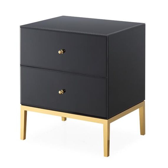 Glass bedside table Franco for the bedroom glamor black, gold OUTLET