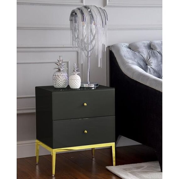 Glass bedside table Franco for the bedroom glamor black, gold OUTLET