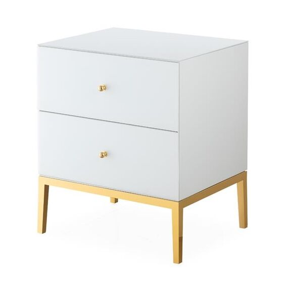 Zestaw 2szt szafek nocnych  Franco do sypialni glamour biała ze złotą podstawą OUTLET