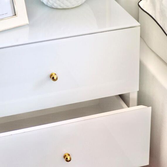 Zestaw 2szt szafek nocnych  Franco do sypialni glamour biała ze złotą podstawą OUTLET