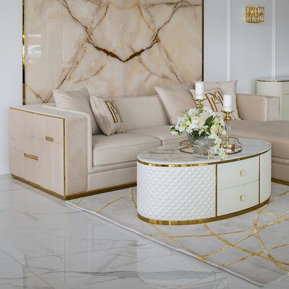 Beżowo złoty dywan glamour STRIPES GOLD