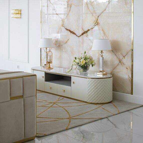 Beżowo złoty dywan glamour STRIPES GOLD