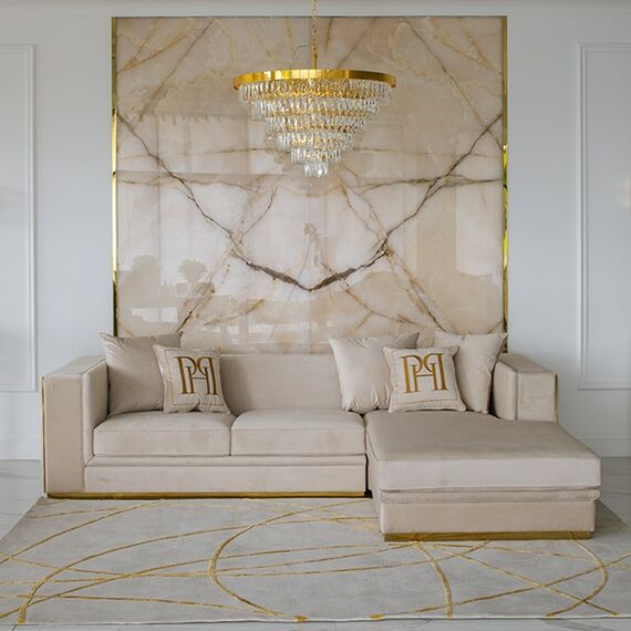 Beżowo złoty dywan glamour STRIPES GOLD