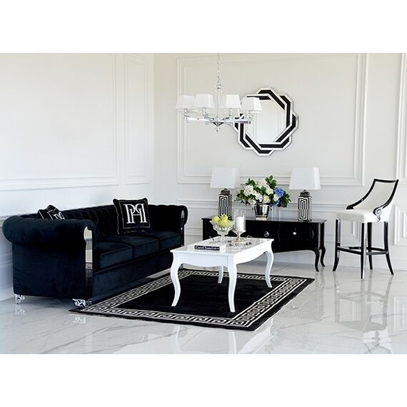 Upholstered stool CARLOTTA glamor oak, black, white