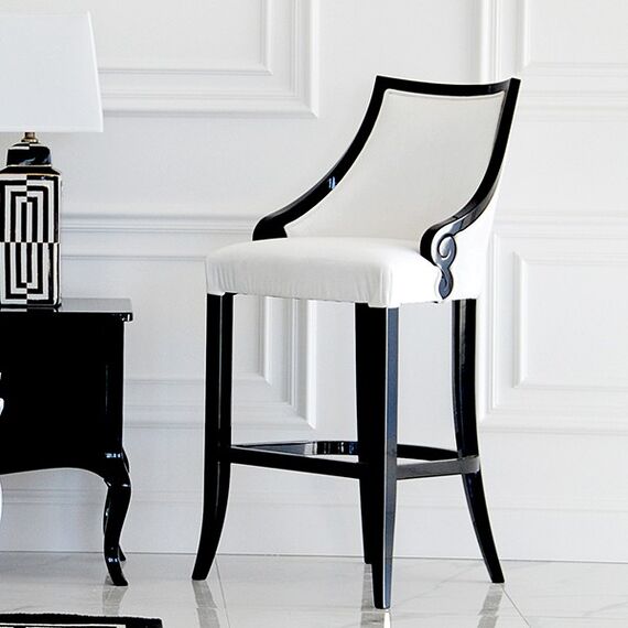 Upholstered stool CARLOTTA glamor oak, black, white