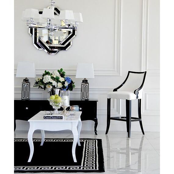 Upholstered stool CARLOTTA glamor oak, black, white