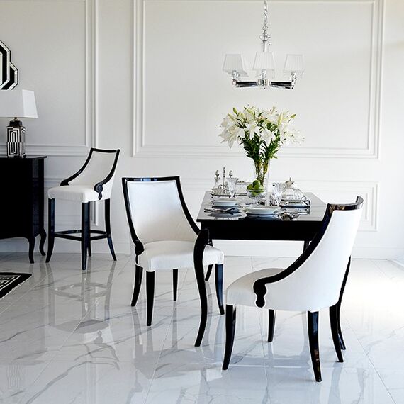 Upholstered stool CARLOTTA glamor oak, black, white