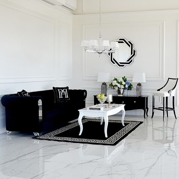 Upholstered stool CARLOTTA glamor oak, black, white