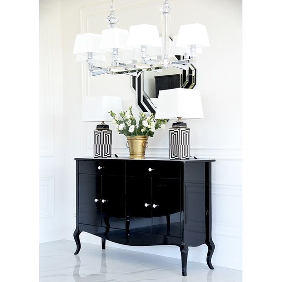 Chest of drawers, black glossy , bent legs ELENA GLAMOR