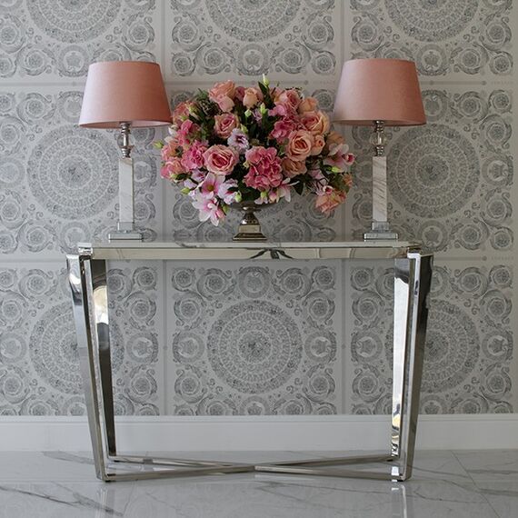 Silver glamor console with marble top RALPH