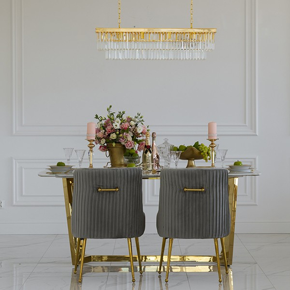 PALOMA Gold Dining Chair Gray