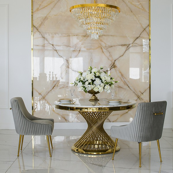 PALOMA Gold Dining Chair Gray