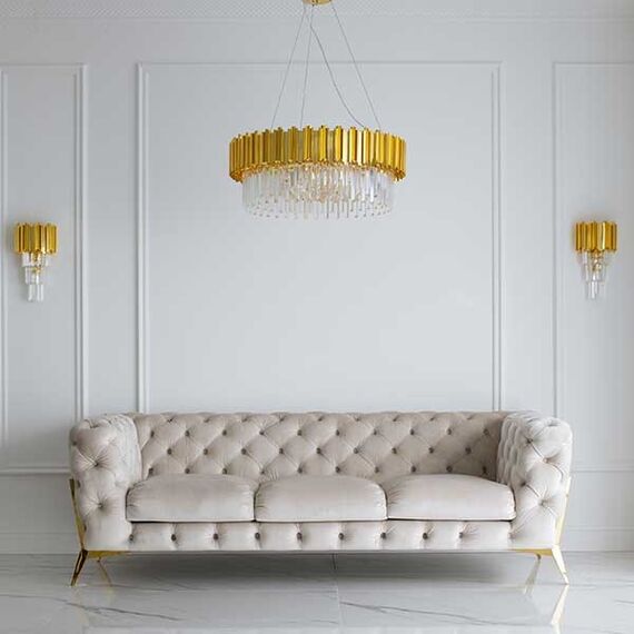 Glamor upholstered modern gold quilted sofa DIVA GOLD