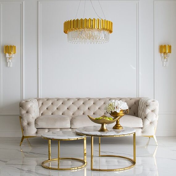 Glamor upholstered modern gold quilted sofa DIVA GOLD