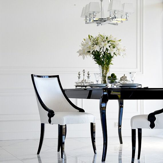Stylish dining table white gloss, bent legs ELENA GLAMOR