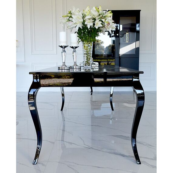 Stylish dining table white gloss, bent legs ELENA GLAMOR